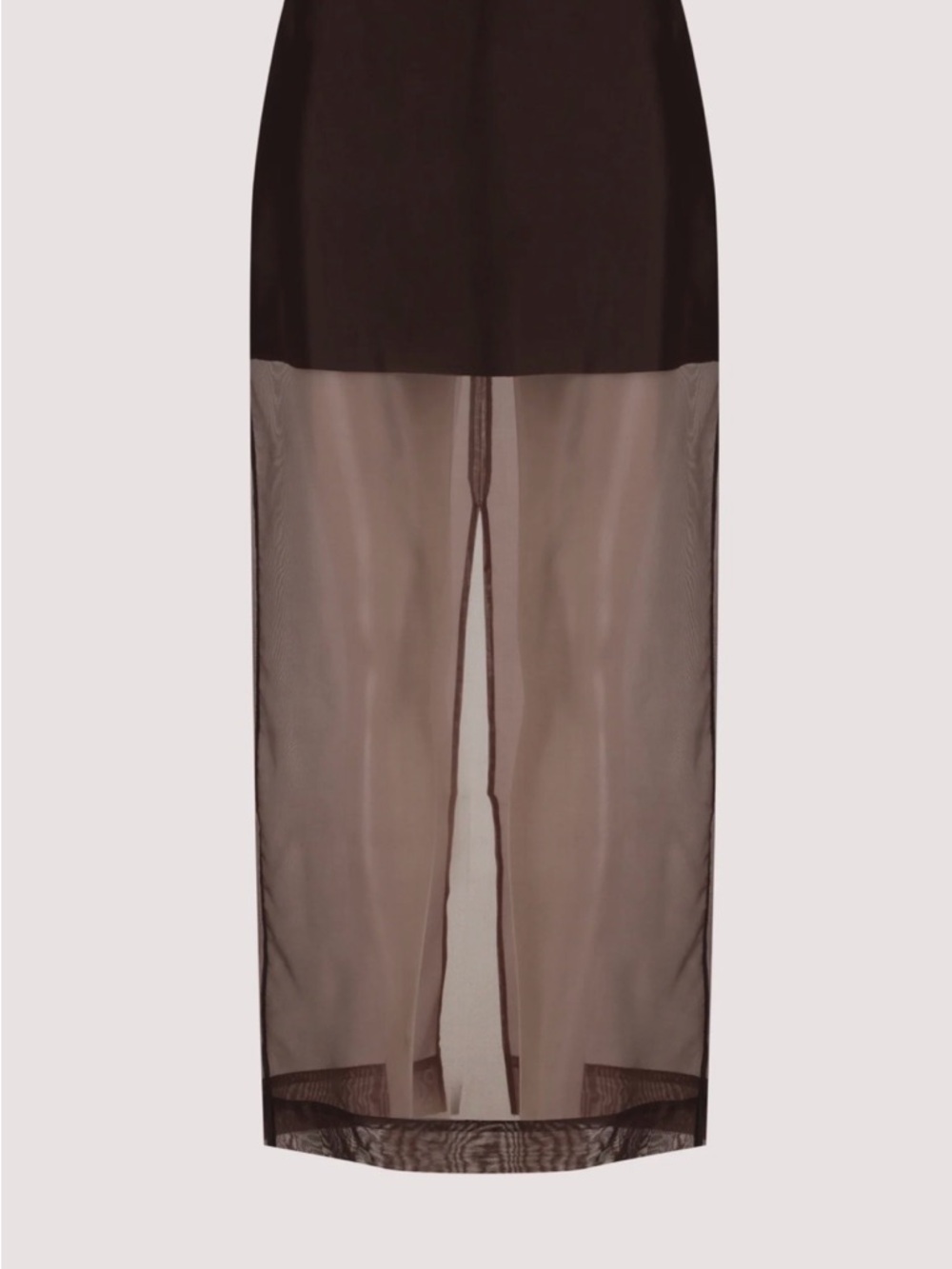 Sian Dark Choc Silk Organza Midi Skirt- Brown - Picture 3 of 12